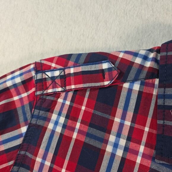 Tommy Hilfiger Button Down Shirt Long Roll Tab Sleeve Boys Size XL 20 Plaid NWT - Picture 4 of 8
